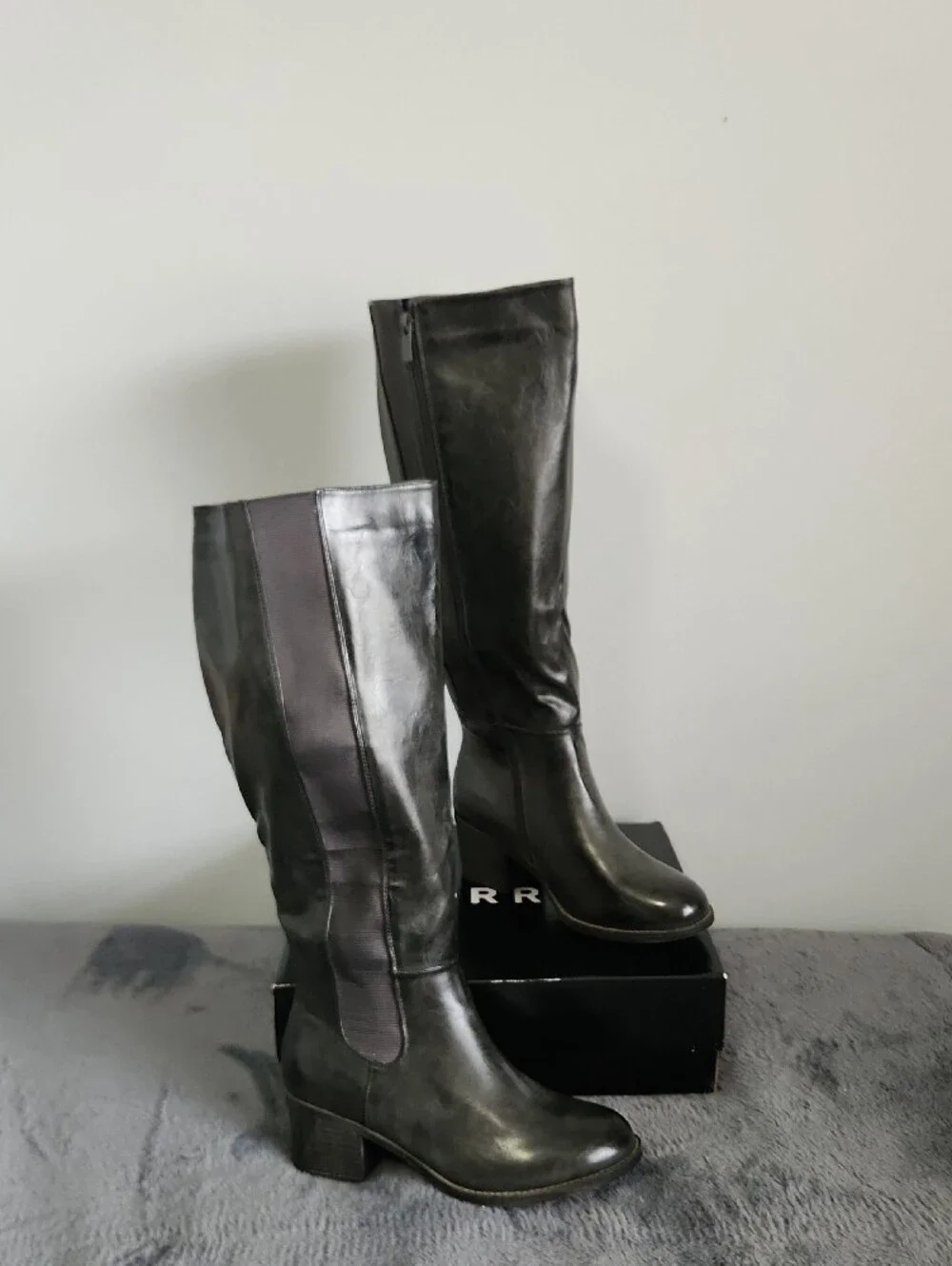 Classic Gray Knee-High Chelsea Boots